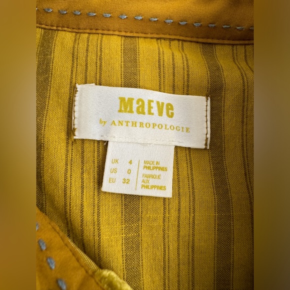 Anthropologie Maeve Karina Velvet Button Down Shirt in Gold Size 0 OB1057701 - Picture 14 of 16